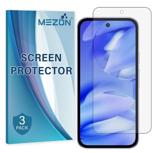 [3 Pack] Google Pixel 9a (6.3") Premium Clear Edge-to-Edge Full Coverage Hydrogel Screen Protector Film by MEZON (Pixel 9a, Hydrogel)
