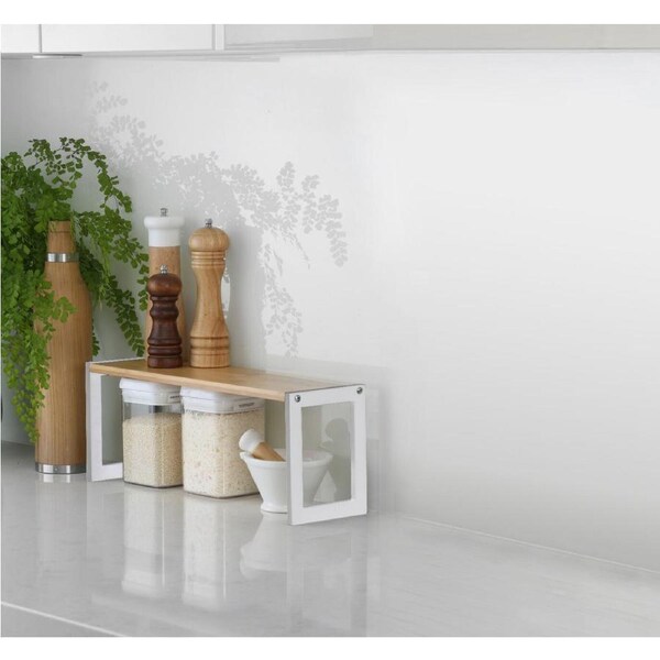 Bamboo Kitchen Pantry Shelf White 45cm x 13cm