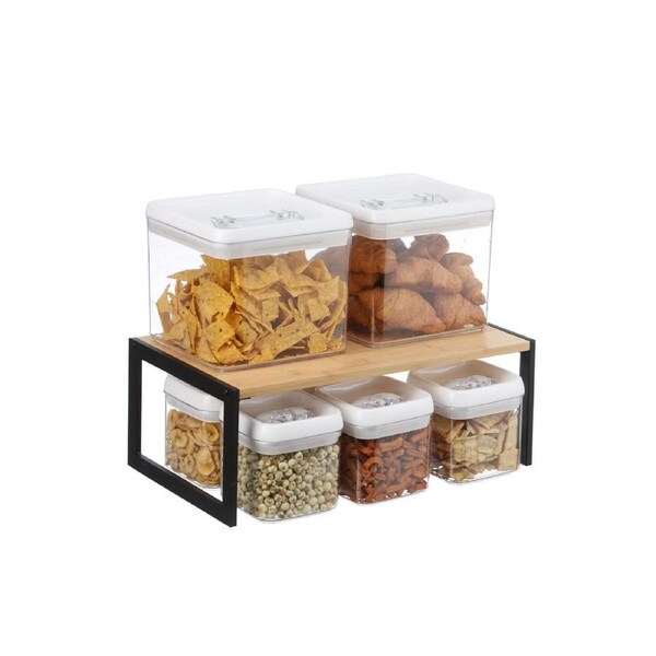 Bamboo Kitchen Pantry Shelf Black 45cm x 26cm