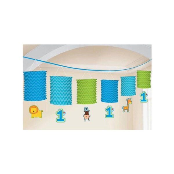 One Wild Boy 1st Birthday Blue Paper Lantern Banner