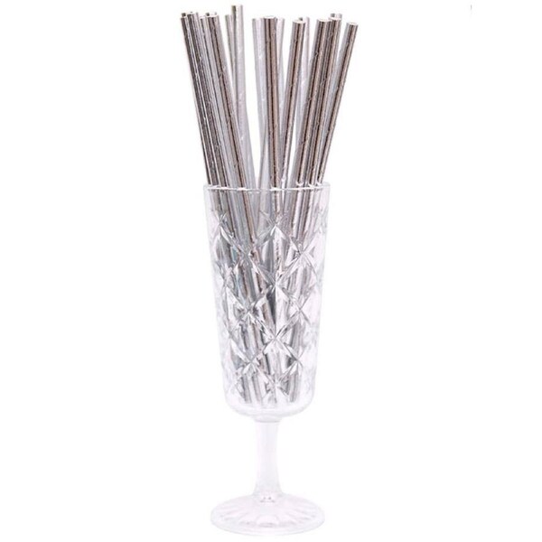 Metallic Silver 20 Pack Paper Straws