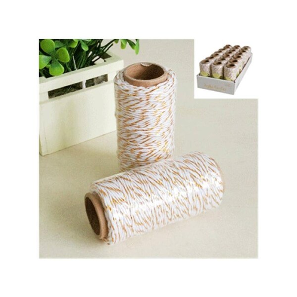Gold and White 50m Decorative Twine