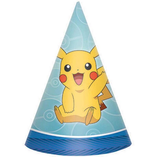 Pokemon 8 Pack Paper Cone Party Hats