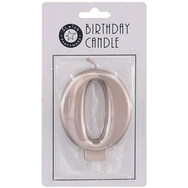 Rose Gold 9cm Number 0 Birthday Candle