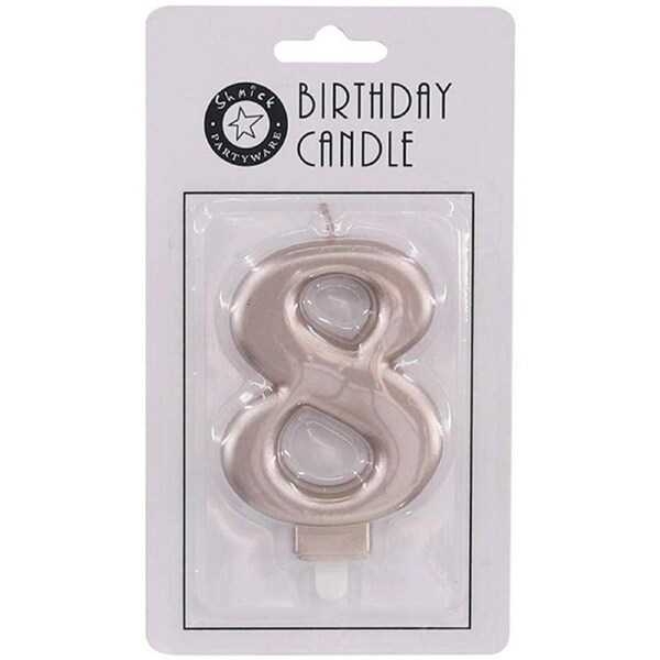 Rose Gold 9cm Number 8 Birthday Candle
