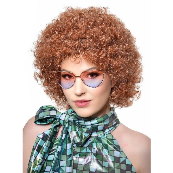 Light Auburn Brown Unisex Adults 70s Disco Afro Costume Wig