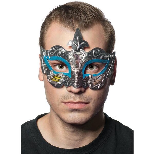 Baroque Mens Teal Masquerade Mask