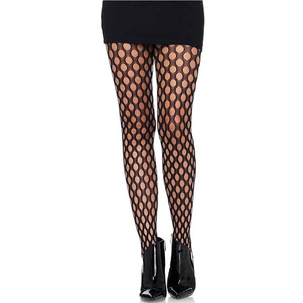 Full Length Black Oval Net Womens Costume Stockings