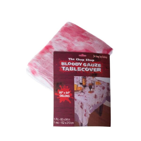 Blood Splattered White Gauze Halloween Table Cover