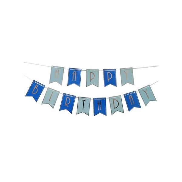 Blue and Gold Foil Happy Birthday Banner