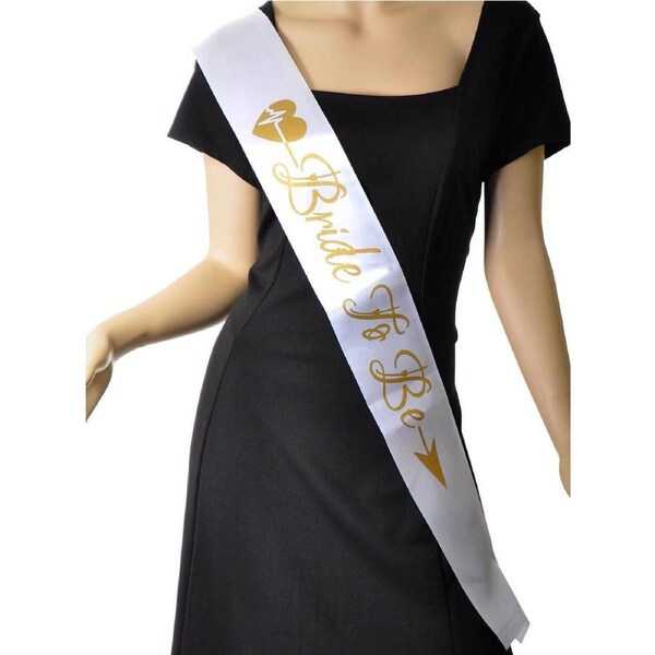 Glittery Gold and White Bride to Be Hens Party Sash