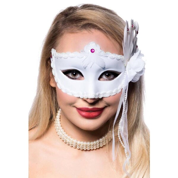 Burlesque Womens White Masquerade Mask