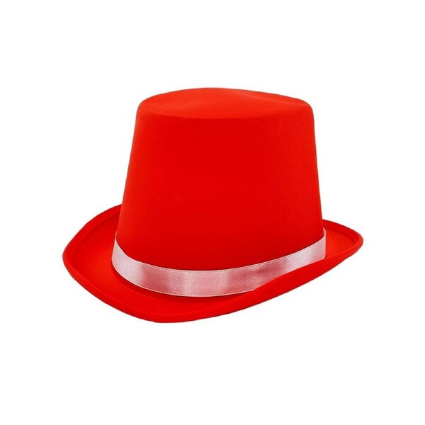 Classic Red Tall Top Hat for Adults