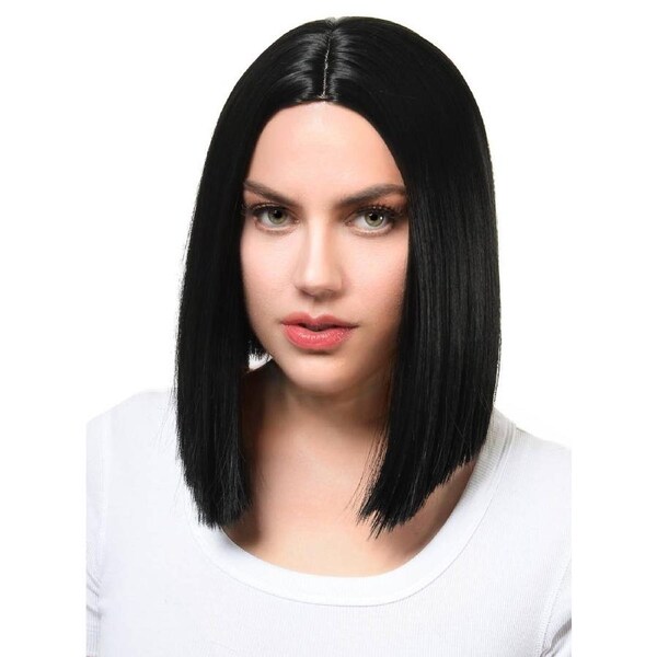 Sleek Black Womens Deluxe Heat Resistant Bob Costume Wig