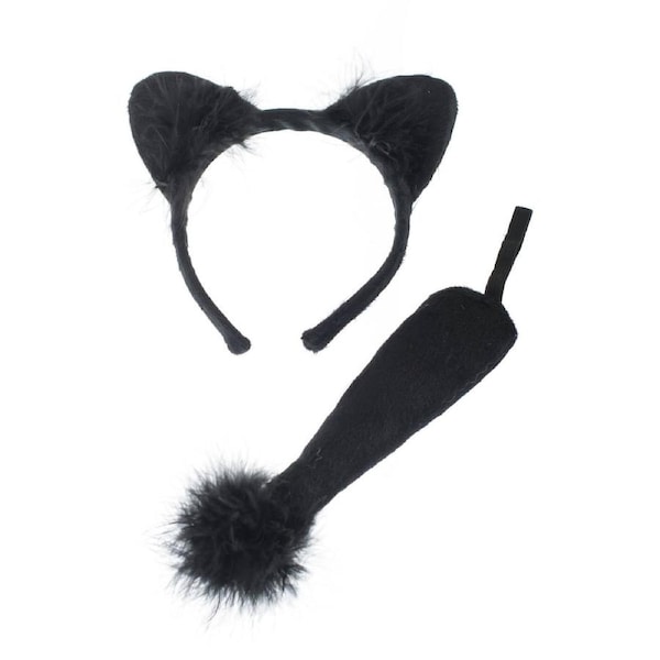 Cute Black Cat Ears and Tail Costume Accessory Kit