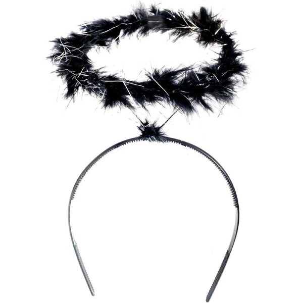 Sparkly Black Feather Angel Halo Costume Headband