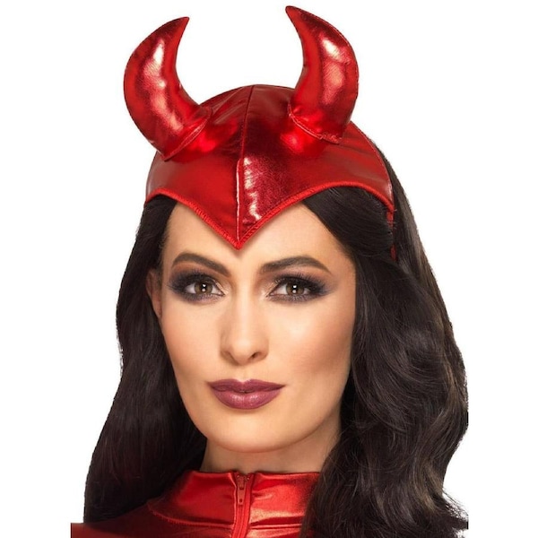 Metallic Red Devil Horns Halloween Headpiece