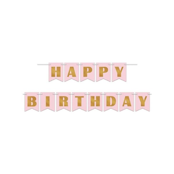 Pink and Gold Foil Happy Birthday Banner Decoration