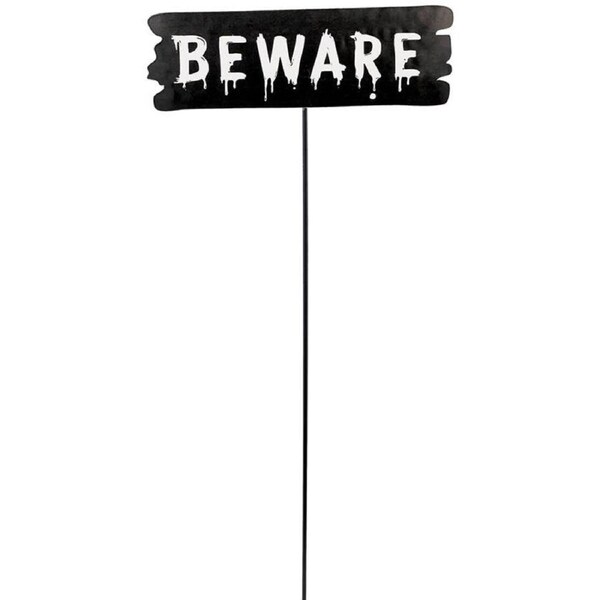 Beware Sign Yard Stake Halloween Decoration