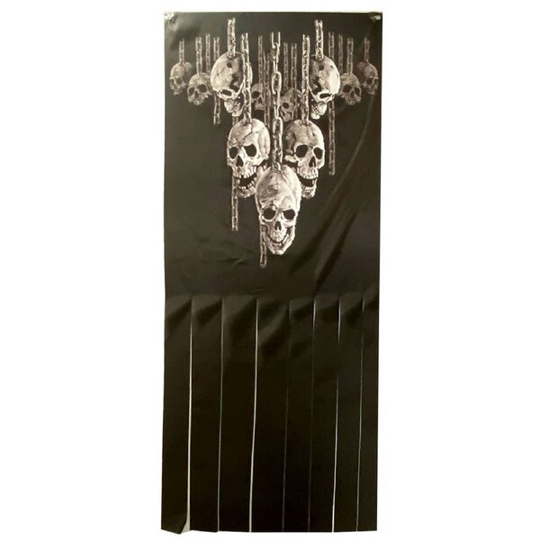 Chained Skull Print Doorway Curtain Halloween Decoration