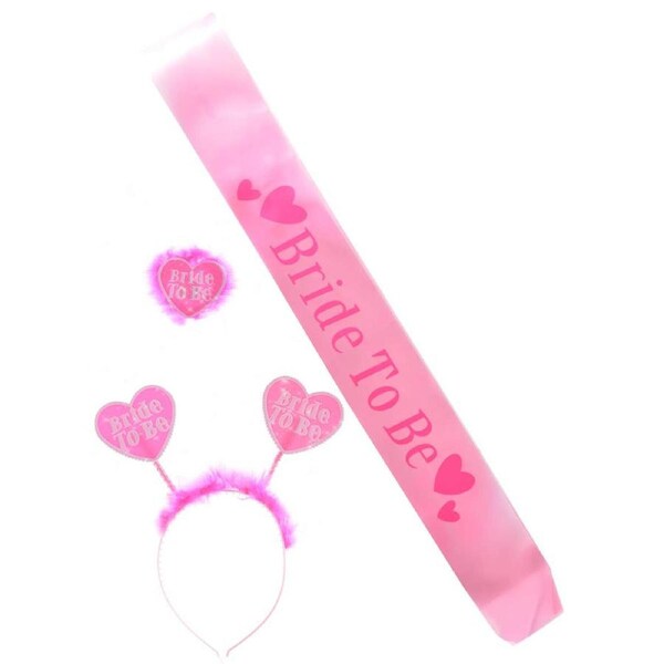 Bride To Be Pink Hens Night Sash Set