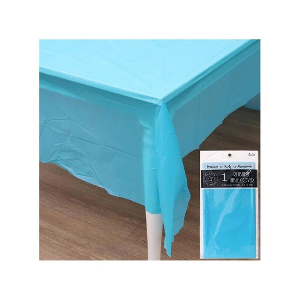 Caribbean Blue 270cm Plastic Table Cover