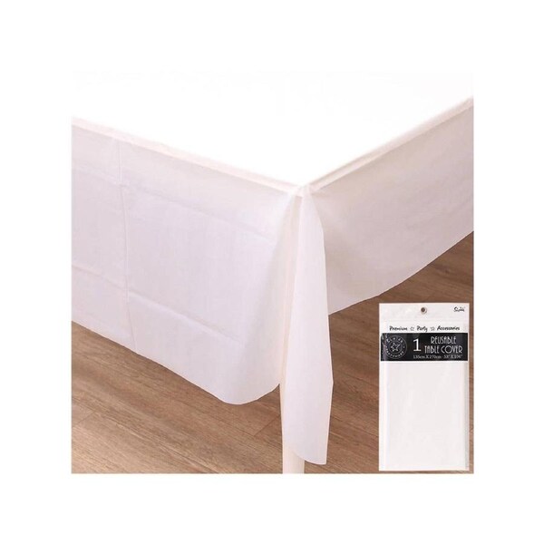 White 270cm Plastic Table Cover
