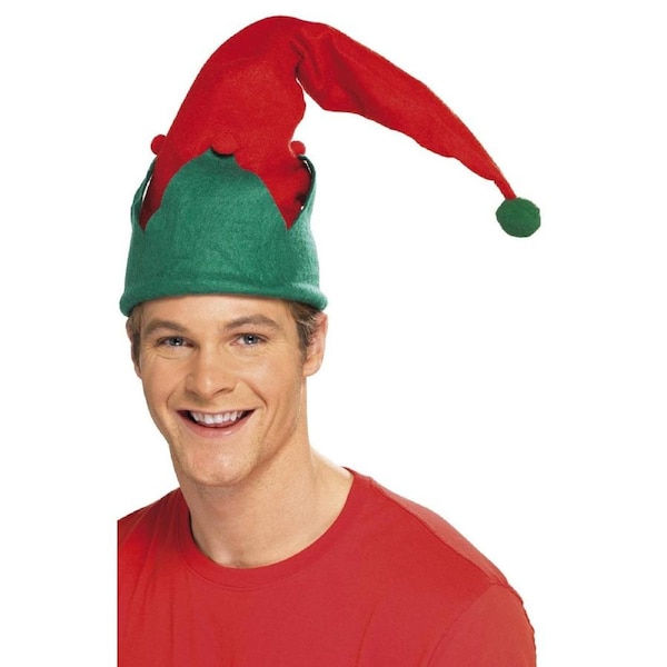 Magical Red and Green Christmas Elf Hat