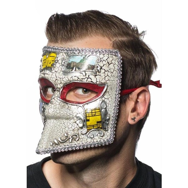 Medieval Mens Silver Masquerade Mask