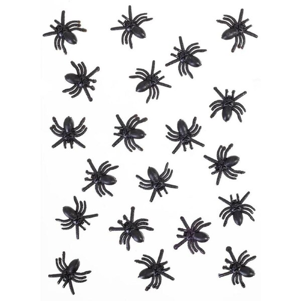 Set of Mini Black Plastic Spiders Halloween Decoration