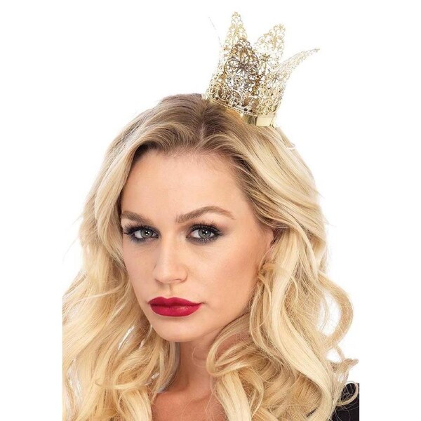 Mini Gold Metal Filigree Costume Crown