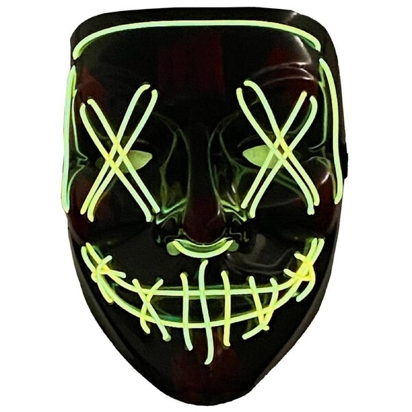 Light Up Neon Yellow Green Purge Mask Halloween Accessory
