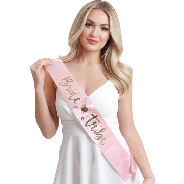 Bride Tribe Pink and Gold Hens Party Sash