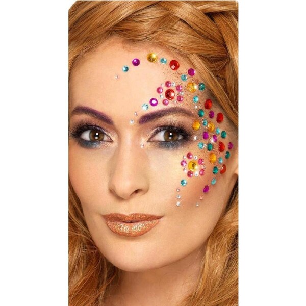 Rainbow Stick On Jewel Face Gems Costume Accessory