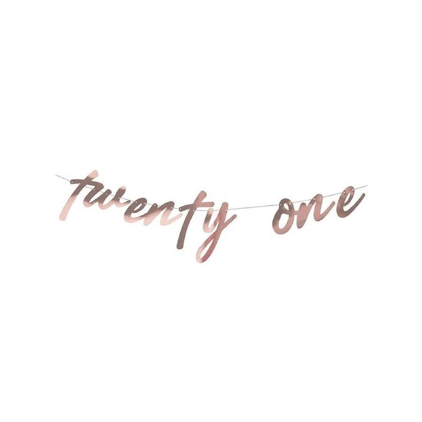 21st Birthday Rose Gold Twenty One Banner Decoration