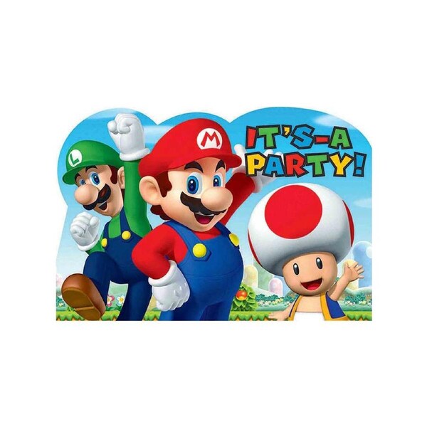 Super Mario Brothers 8 Pack Party Invitations