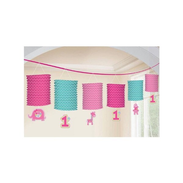 One Wild Girl 1st Birthday Pink Paper Lantern Banner