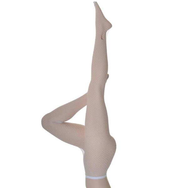 Full Length White Diamond Net Womens Stockings