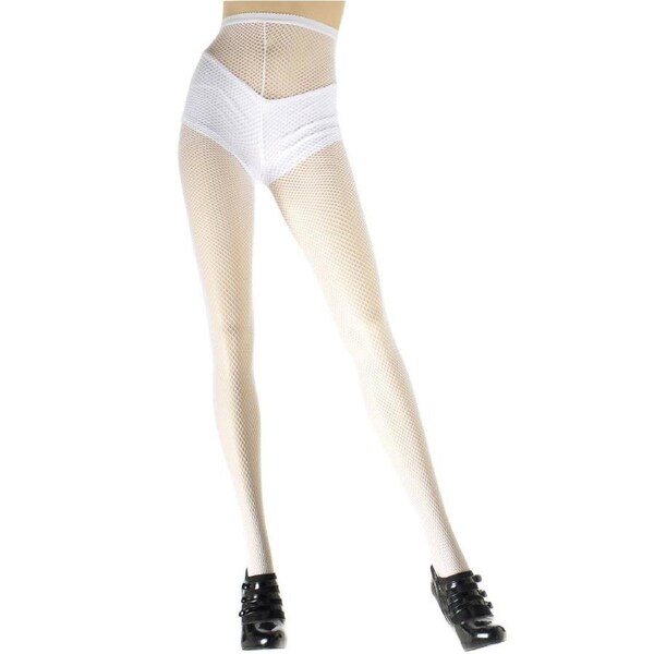 Full Length Womens White Fishnet Costume Stockings