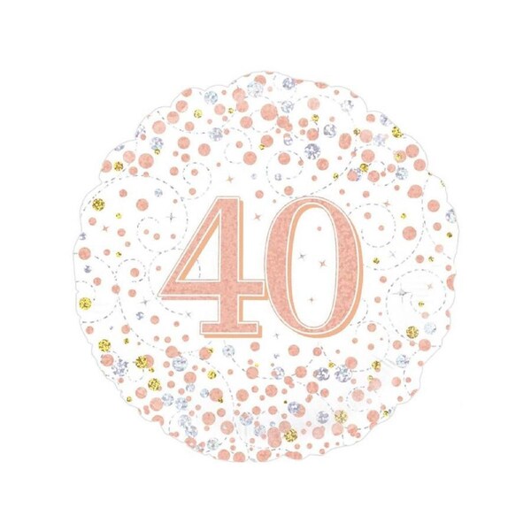 Sparkling Fizz Rose Gold 40th Round 45cm Foil Balloon