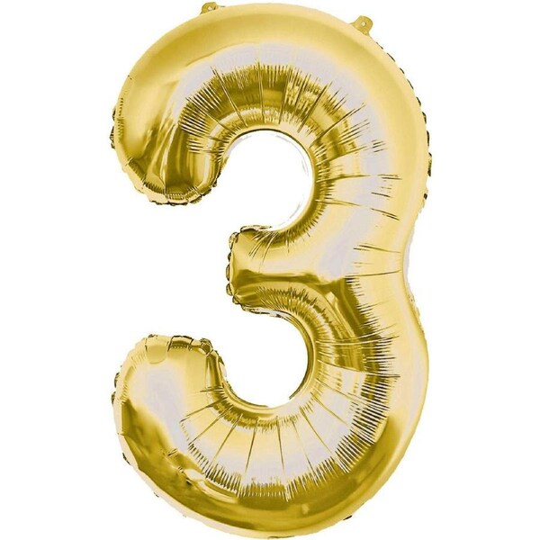 Metallic Gold 84cm Number 3 Foil Balloon