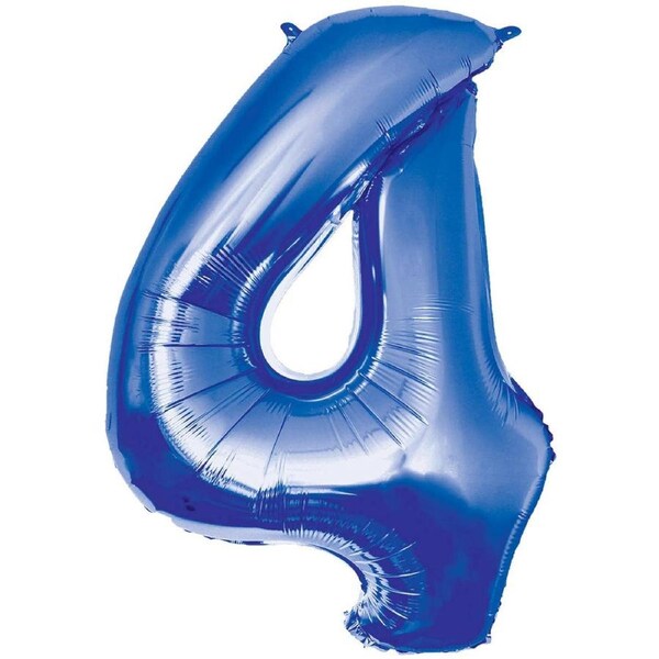 Giant 84cm Blue Number 4 Foil Balloon