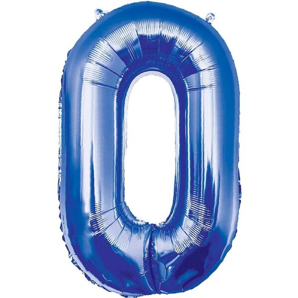Giant 84cm Blue Number 0 Foil Balloon