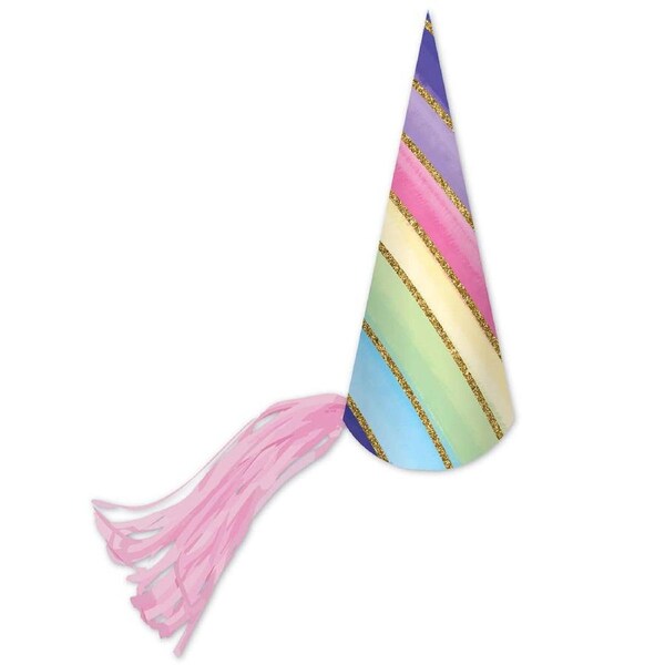 Rainbow Unicorn Horn 6 Pack Paper Party Hats