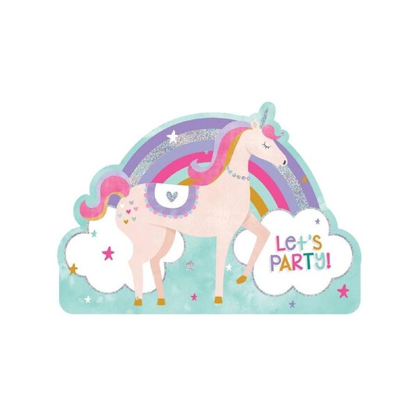 Pastel Unicorn Let's Party 8 Pack Party Invites
