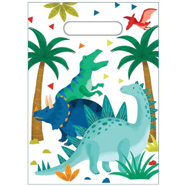 Dinosaurs 8 Pack Plastic Party Favour Bags