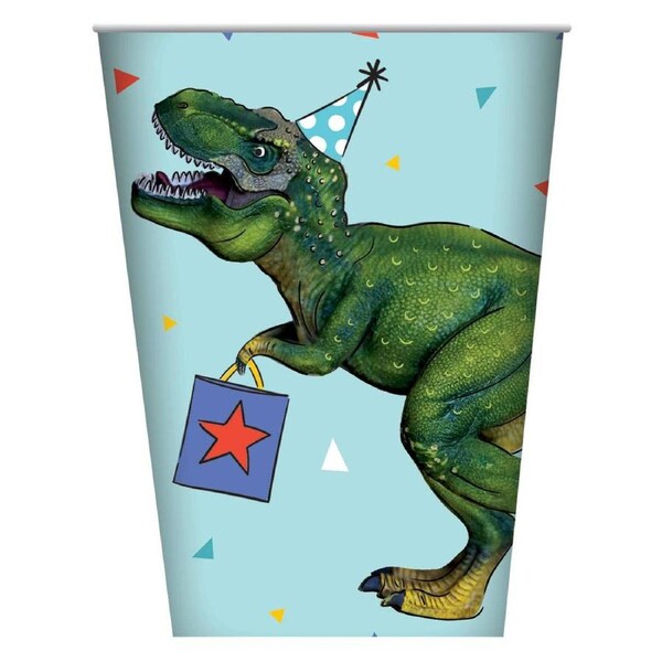 T-Rex Green Dinosaur 8 Pack Paper Party Cups
