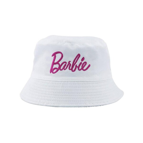 B-Doll White Bucket Hat With Pink Logo
