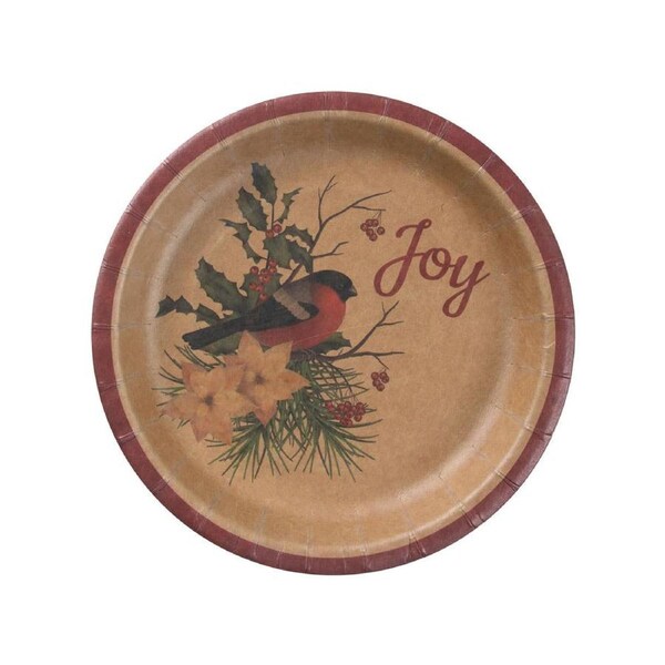 Christmas Joy Brown 23cm Round 10 Pack Paper Plates