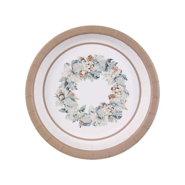 Christmas Wreath 18cm Round 10 Pack Paper Plates